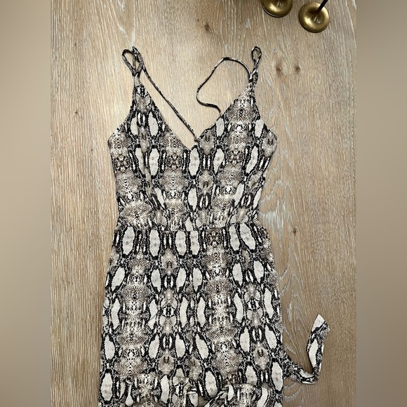 Hyfve strappy snakeskin jumpsuit with tie belt, size L one piece summer NWOT - Picture 2 of 7